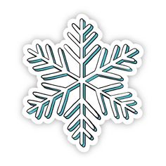 a blue and white snowflake sticker on a white background