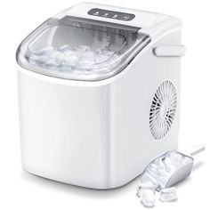 an ice maker with several pieces of ice in it