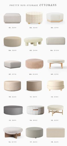 the different types of sofas are shown in this image, and there is also an info