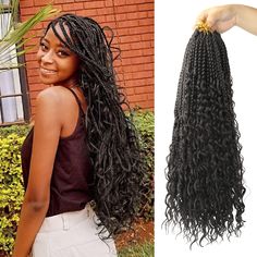 PRICES MAY VARY. 1.Goddess Box Braids Crochet Hair Material:Features: 100% Handmade Crochet Braids.Natural Looking, Box Braid Crochet hair Curly Ends is Every Beautiful.Usually 6-9 Packs Can Full A Head. 2.Crochet Braids With Curly Ends:8 Packs Goddess Box Braids Crochet Hair,Length:22Inch,Weight:80g,14roots/pack,Color:Black.Box Braid Crochet Hair Made with High Quality Flame-Retardant Low Temperature Synthetic Fiber. 3.Crochet Braids Style:Pre Looped Crochet Braids Crochet Hair, Easy to Wear;En Goddess Box Braids Crochet Hair, Braids Natural, Box Braids Crochet, Goddess Box Braids, Synthetic Braiding Hair, Crochet Braid Styles, Box Braid, Crochet Braids Hairstyles, Braid In Hair Extensions