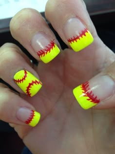 Sport Nails, With Acrylic Nails, Softball Photography, Baseball Nails, Softball Funny, Sports Nails