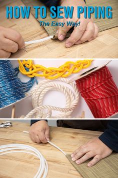 how to sew piping the easy way with rope and pliers on a wooden table