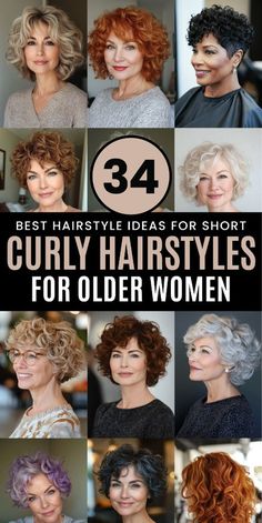 Natural Curly Hairstyles For Women Over 50, Curly Hairstyles For 50+, Short Cuts For Wavy Hair Over 50, Bobs For Curly Hair Natural Curls, Short Curly Hair Dos Ideas, Short Curly Perms For Women, Short Gray Curly Hairstyles, Short Layered Haircuts For Curly Hair, 2024 Short Curly Hair Cuts