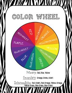 the color wheel for zebra printables is shown in black and white, with different colors