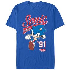 You'll love the fit and feel of this men's Sonic The Hedgehog '91 graphic tee. You'll love the fit and feel of this men's Sonic The Hedgehog '91 graphic tee. FEATURES Crewneck Short sleevesFABRIC & CARE Cotton Machine wash Imported Color: Royal. Gender: male. Age Group: adult. Logo Sonic, Sonic T Shirt, Athletic Logo, Birthday Wish List, Birthday Wish, Fun And Games, Body Modifications, Style Hoodie, Home Essentials