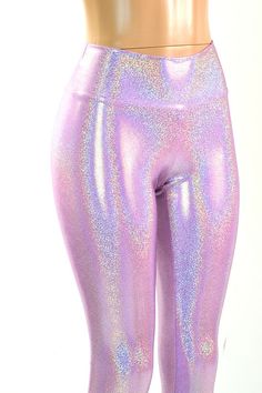 Lilac Purple Holographic Metallic Hologram High Waist Lycra Spandex  Leggings  -150898 Purple Holographic, Eat Sleep Rave Repeat, Holographic Iridescent, Holography, Spandex Shirts, High Fashion Outfits, Spandex Leggings, High Waist Leggings, Rave Festival