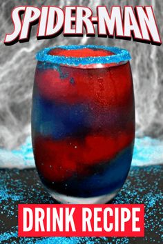 spider - man drink recipe in a glass with blue sprinkles