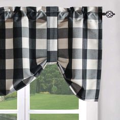 PRICES MAY VARY. Package: Includes 1 piece of plaids pattern tie up valance, each curtain measures 52" wide by 18" long. We can also customize other sizes and hanging methods. Flexible Installation: Rod pocket. You can hang it on a window frame or wall with a curtain rod through the rod pocket, and it's easy to remove for cleaning. High Quality: This item is made from sturdy and durable high-density fabric and features a unique printing process that ensures clear and complete patterns. Elegant D Shades For Kitchen Windows, Valances For Windows, Windows Black, Balloon Curtains, Kitchen Windows