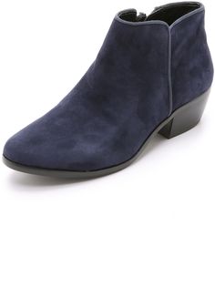 Sam Edelman Petty Suede Booties Suede Booties, Stacked Heel, Sam Edelman, Celebrities Female, Piping, Chelsea Boots, Clothing Brand, Ankle Boot, Women's Fashion