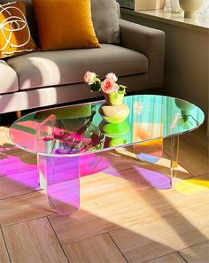 Coffee Tables Ideas, Acrylic Tables, Acrylic End Table, Acrylic Side Table, Iridescent Acrylic, Acrylic Coffee Table, Living Room Setup, Minimalist Kitchen Design, Accent Side Table