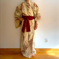 In Excellent Condition, Never Worn. Belt (Obi) Included That Was Purchased Separately In Addition To The Kimono To Match It. Kimono Fully Lined. Beautiful Colors With A Hint Of Gold. A Stunning Item To Own. Kimonos Are The Traditional Clothes In Japan And Worn On Special Occasions Like Wedding, Teas, Formal Events And Funerals. Woman In Kimono, Traditional Gold Kimono For Wedding, Elegant Gold Kimono, Traditional Gold Long Sleeve Kimono, Luxury Gold Women's Kimono, Traditional Gold Ceremonial Kimono, Japanese Kimono Fashion, Kimono Traditional, Chinese Traditional Clothing