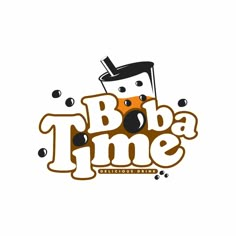 the logo for bob's time with bubbles around it and an orange ball on top