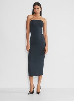 CONTOUR MAXI TUBE DRESS | Aritzia Strapless Knit Dress, Aritzia Contour, Maxi Tube Dress, Tube Maxi Dress, Wedding Sweatshirts, Feel Nothing, Tube Maxi Dresses, Tube Top Dress, Poplin Dress