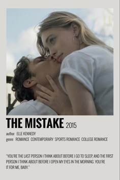 a woman kissing a man in the middle of an ad for their film, the mistake