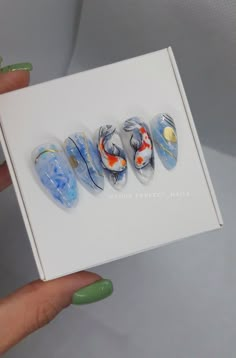 Check out this item in my Etsy shop https://www.etsy.com/listing/1018068391/koi-japanese-style-nails-press-on-nails Koi Fish Nails Acrylic, Fish On Nails, Koi Fish Nail Design, Koi Fish Nail Art, Koi Nails, Koi Fish Nails, Nails Asian, Fish Nail Art, Idol Nails