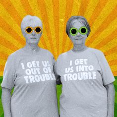 I Get Us Into/Out of Trouble" Bestfriend Couple Matching Shirt: This hilarious tee adds a playful twist to your wardrobe, perfect for sisters or best friends. ️ Whether as a funny gift for your wife or as BFF apparel, it celebrates the adventures you share! #TroubleMakers 😜👕 Feel free to take a peek at our other products and explore more delights! 👇 https://www.etsy.com/shop/irokoStudio - Gildan 5000 - Seamless double-needle collar - Double-needle sleeve and bottom hems - 100% cotton - Taped Matching Shirts For Best Friends, Couples Shirts Funny, Brr Basket, Meme Shirts, Couple T Shirts, Poster Idea, Trouble Maker, Matching Couple Shirts, Matching Tees