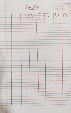 a piece of paper with writing on it that has numbers and lines written in red