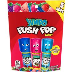 three different flavors of gumbo rush pop candy