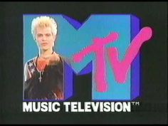 an old tv screen with the words music television on it and a woman in black shirt