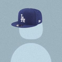 a los angeles dodgers baseball cap is shown against a blue and white background with shadow