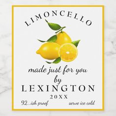 the label for limooniello lemonade, which is made just for you by lekington