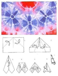 the instructions for how to make an origami boat in tie - dyed paper