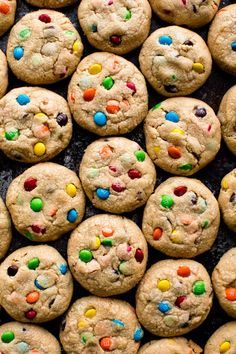 many cookies with m and m on them