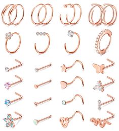 PRICES MAY VARY. 💕NOSE HOOP STUD SET💕Our Stylish Nose Rings Hoops And Nose Rings Studs Come In A Variety Of Designs And Different Colors.28 Pieces In Different Styles And 3 Colors To Choose From: Gold Tone, Silver Tone, And Rose Gold Tone. The Different Styles Of Nose Piercings Will Match Perfectly With Your Various Outfits. 🍨STANDARD SIZE🍨Stainless Steel Nose Ring Hoop 20g (0.8mm); Nose Ring Inner Diameter: 8mm (5/16"), Nose Ring Stud 20g (0.8mm), Rod Length: 7mm.These Nose Ring Jewelry Fit Curved Nose, Nose Ring Jewelry, Nose Ring Hoop, Nose Rings Studs, Nose Piercing Hoop, Perfect Nose, Nose Piercings, Nose Piercing Jewelry, Nose Studs