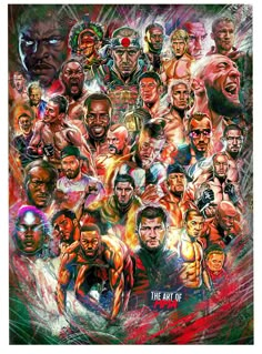 an image of the many faces of professional wrestlers from all over the world, including one wrestler