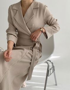 Chic A-line Maxi Dress For Office, Fall V-neck Belted Maxi Dress, Fall A-line Belted Maxi Dress, Beige V-neck Midi Dress For Office, Office Wear Beige V-neck Midi Dress, Office Beige V-neck Midi Dress, Beige V-neck Office Dresses, Formal Winter Maxi Dresses, Belted V-neck Maxi Dress For Fall