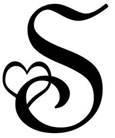 the letter s with two hearts in it's center and an intertwined tail