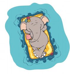 an elephant is floating in the water on a raft