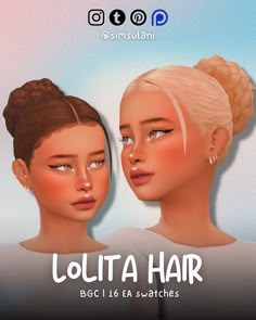 two women with different hair styles are shown in this animated video game, which features the same