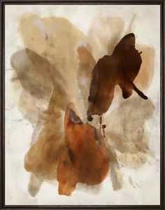 an abstract painting with brown and beige colors