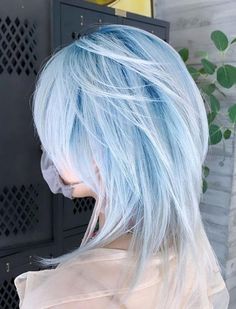 Hair Color Ideas Trendy, Baby Blue Hair, Light Blue Hair, Korean Hair Color, Trendy Hairstyle, Hair Color Blue