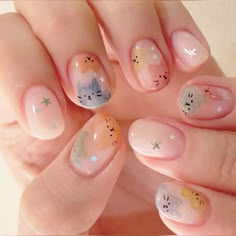 Nails by @gnal_yurim on IG Korean Jelly Nails Summer, Goldfish Nails, Korean Nails Short, Delicate Nail Art, Nail 2022, Nail Looks, Cute Nail Art Designs