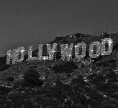 the hollywood sign is covered in sparkling lights