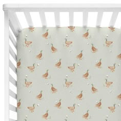 lucky ducky crib sheet Farm Animal Bedroom Decor, Wood Duck Nursery, Eclectic Nursery Gender Neutral, Nursery Duck Theme, Duckling Nursery Theme, Baby Boy Duck Nursery, Trout Nursery, Pond Nursery Theme