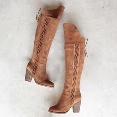 sbicca - gusto - tan over the knee suede leather boots - shophearts - 1 Over The Knee Boot Outfit, Cutest Shoes, Das Boot, Gorgeous Heels, Tan Boots, Suede Leather Boots, Usa Outfit, Fashion Night, If The Shoe Fits