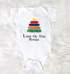 a white bodysuit with the words lord of the rings on it