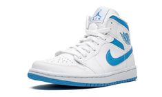 The Air Jordan 1 Mid “UNC” draws inspiration from Michael Jordan’s alma mater for a fresh new look on the mid-top silhouette.  The famous University Blue of the University of North Carolina shines bright on this eye-pleasing colorway of the Jordan 1 Mid with the color covering the Swooshes and collar.  A white leather base spans the perforated toe, mid-panel and heel.  Additional hits of Carolina Blue can be found on the Wings logo on the collar and Jumpman branding on the white nylon tongue tab Air Jordan 1 Mid Unc, Jordan 1 Mid Unc, Unc Shoes, Vapour Max Nike, Nike Sacai, Womens Air Jordans, Air Jordan 5 Retro, Wings Logo, University Of North Carolina