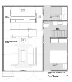 the floor plan for an apartment with two separate rooms and one living room on each side