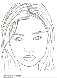 a woman's face with long hair and blue eyes is shown in this drawing