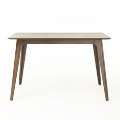 a small wooden table with two legs and a long, narrow top on an isolated white background