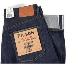 This Pair Of Filson Rail Splitter Selvedge Jeans Is A True American Classic. Made With High-Quality 15 Oz Japanese Selvedge Denim, These Jeans Are Both Comfortable And Durable, Perfect For Workwear Or Everyday Wear. The 5-Pocket Design Is Reinforced For Added Strength, And The Mid-Rise Waist And Straight Leg Provide A Flattering Fit. Crafted In The United States With A Dark Wash And Raw Indigo Color, These Jeans Are A Solid Addition To Your Wardrobe. With Accents Like The Filson Logo And Quality Husband Clothes, Mens Designer Jeans, Japanese Selvedge Denim, Selvedge Denim Jeans, Adidas Crazy, Indigo Color, True American, Indigo Colour, Denim Pocket