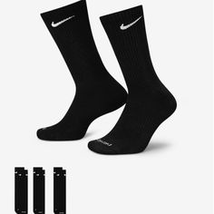 New With The Tag Authentic Training Crew Socks (3 Pairs) Nike Everyday Cushioned Size M - Men’s 6-8; Women’s 6-10; Size L - Men’s 8-12; Wmn 10-13 Size Small - Women Sizes 4-6 Yoth 3y-5y; Size Xl - Men’s 12-15 Power Through Your Workout With The Nike Everyday Cushioned Socks. The Thick Terry Sole Gives You Extra Comfort For Footdrills And Lifts, While A Ribbed Arch Band Wraps Your Midfoot For A Supportive Feel. Black/White Style: Sx7666-010 Comfort And Support. Power Through Your Workout With The Nike Socks Women, Black Nike Socks, White Nike Socks, Dri Fit Socks, Nike Crew Socks, Nike Elite Socks, Soccer Socks, Nike Socks, Nike Accessories