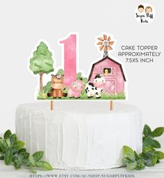 a cake topper with farm animals on it