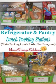 refrigerator and pantry lunch packing stations