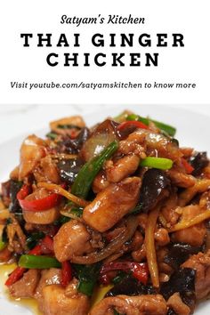 Ginger Thai Chicken, Thai Ginger Chicken Recipes, Thai Dishes Recipes, Light Meals For Dinner Healthy Eating, Thai Side Dishes, Thai Chicken Stir Fry, Chicken Reci