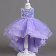 Pageant Trailing Party Dress For Girls Princess Dress Sequin Birthday Dresses Girl Sleeveless Affordable Sleeveless Princess Dress For Birthday, Sparkly Dresses For Kids, Princess Evening Dress, Girls Princess Dress, Princess Dress Kids, Birthday Girl Dress, Style Formal, Christmas Party Dress, Girl Princess Dress